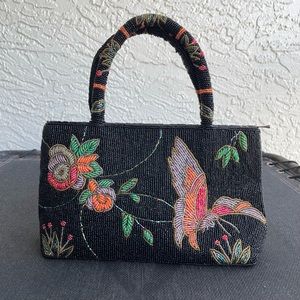 Vintage Beaded Mini Black Evening Handbag